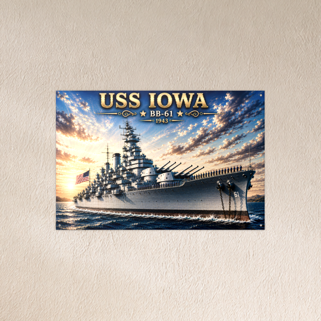 USS Iowa Battleship Metal Wall Art, US Navy | 12x8 Aluminum | Veteran Gift, Military Decor
