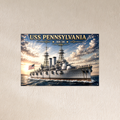 USS Pennsylvania Battleship Metal Wall Art, US Navy | 12x8 Aluminum | Veteran Gift, Military Decor