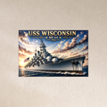 USS Wisconsin Battleship Metal Wall Art, US Navy | 12x8 Aluminum | Veteran Gift, Military Decor