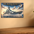 USS Massachusetts Battleship Metal Wall Art, US Navy | 12x8 Aluminum | Veteran Gift, Military Decor