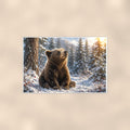 Winter Snow Bear — 36x24 in art print poster, premium luster paper with a white border; poster shown straight on against a warm wall.