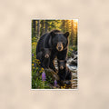 Cub by the Stream Bear — 24x36 in art print poster, premium luster paper with a white border; poster shown straight on against a warm wall.