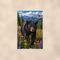 Meadow Wander Bear — 24x36 in art print poster, premium luster paper with a white border; poster shown straight on against a warm wall.
