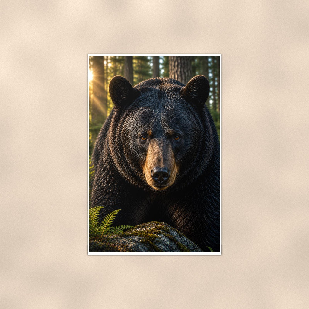 Bear Portrait Bear — 24x36 in art print poster, premium luster paper with a white border; poster shown straight on against a warm wall.