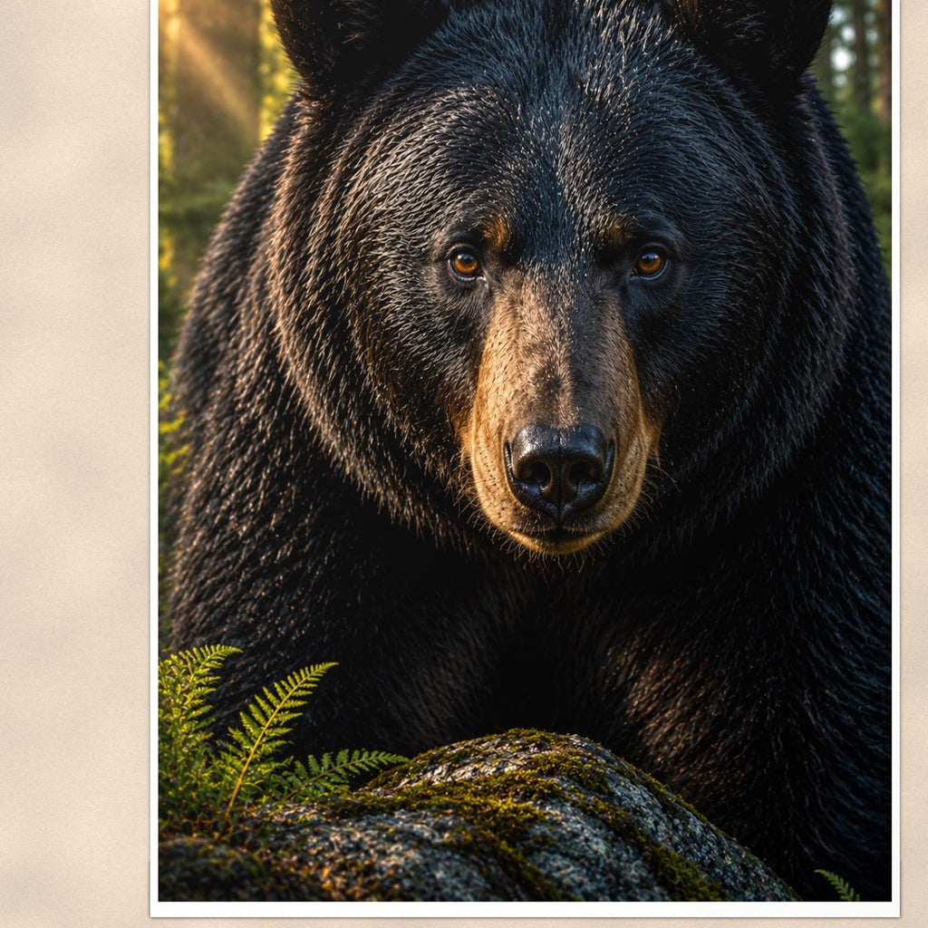 Bear Portrait Bear — 24x36 in art print poster, premium luster paper with a white border; close-up framed on the main subject of the artwork, paper surface visible.