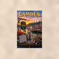 New England coastal town — 24x36 in art print poster, premium luster paper with a white border; poster shown straight on against a warm wall.
