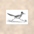 Rustic Running Roadrunner — 36x24 in art print poster, premium luster paper with a white border; poster shown straight on against a warm wall.