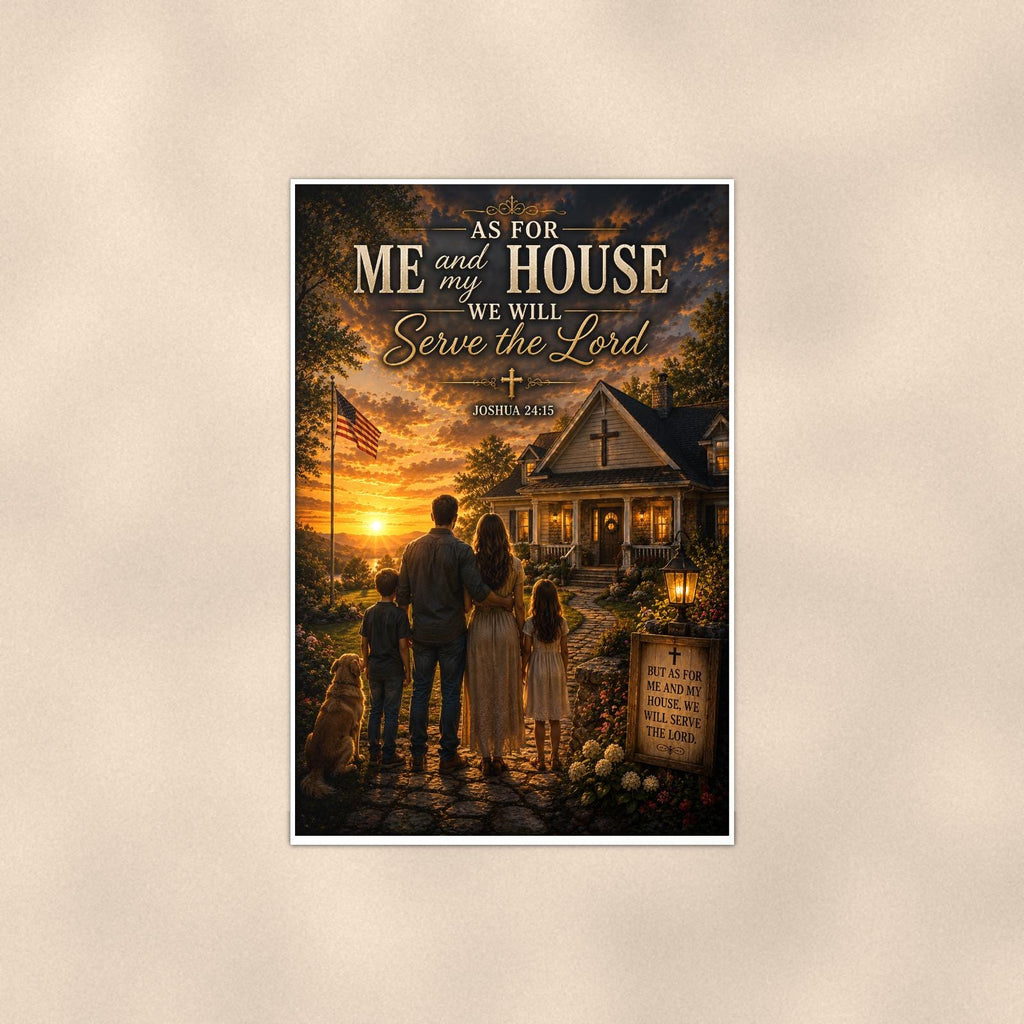 As for me and my House — 24x36 in art print poster, premium luster paper with a white border; poster shown straight on against a warm wall.