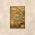 Vintage Yellowstone Map — 24x36 in art print poster, premium luster paper with a white border; poster shown straight on against a warm wall.