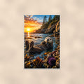 Sea Otter Pair — 24x36 in art print poster, premium luster paper with a white border; poster shown straight on against a warm wall.