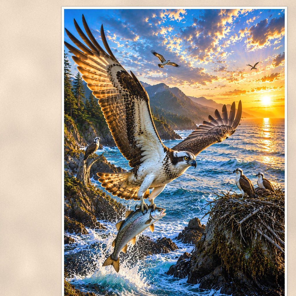Marlin — 24x36 in art print poster, premium luster paper with a white border; close-up framed on the main subject of the artwork, paper surface visible.