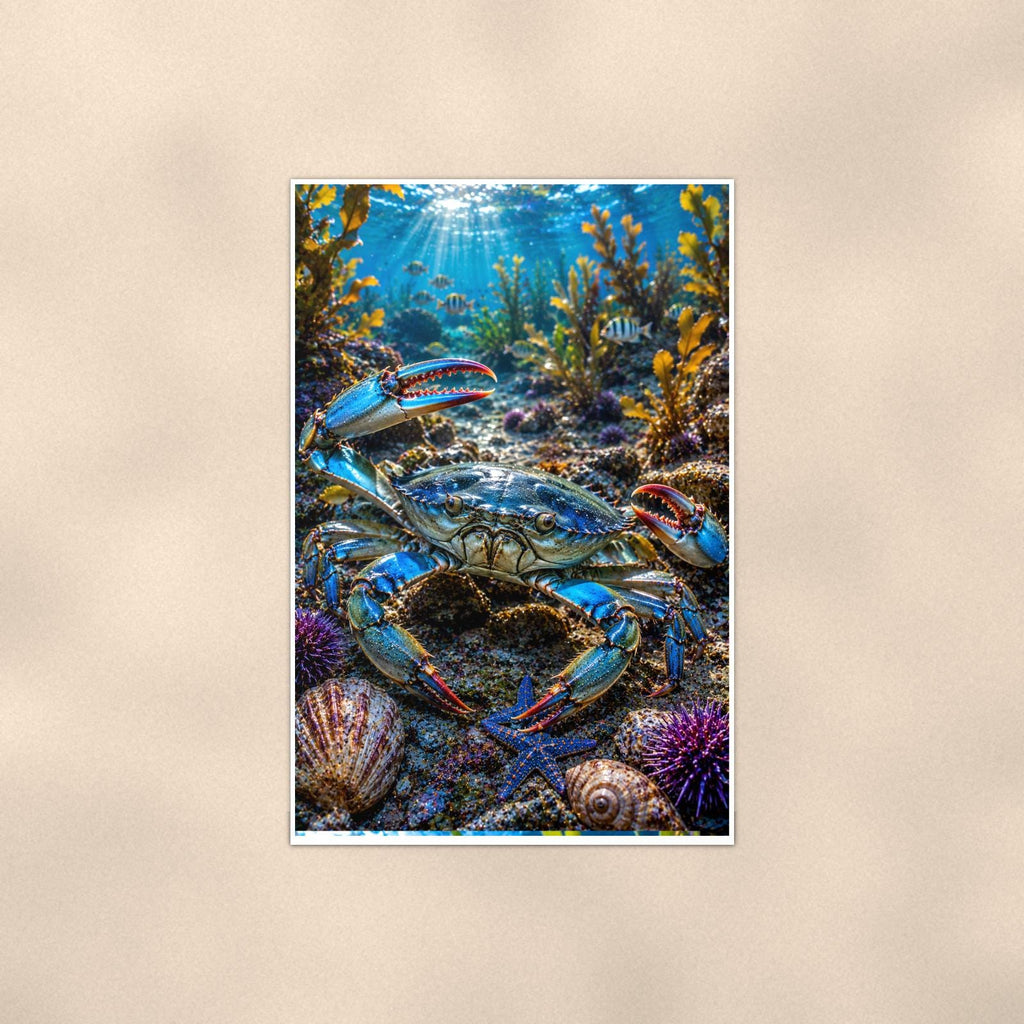 Spiny Lobster — 24x36 in art print poster, premium luster paper with a white border; poster shown straight on against a warm wall.