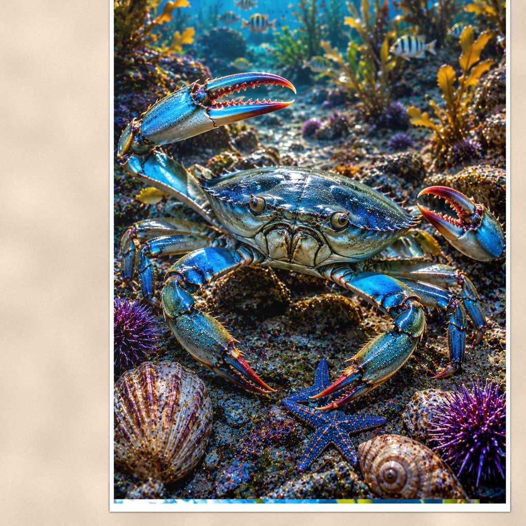 Spiny Lobster — 24x36 in art print poster, premium luster paper with a white border; close-up framed on the main subject of the artwork, paper surface visible.