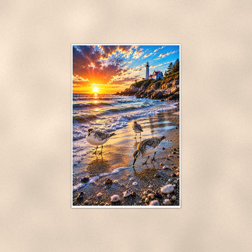Tidepool Scene — 24x36 in art print poster, premium luster paper with a white border; poster shown straight on against a warm wall.