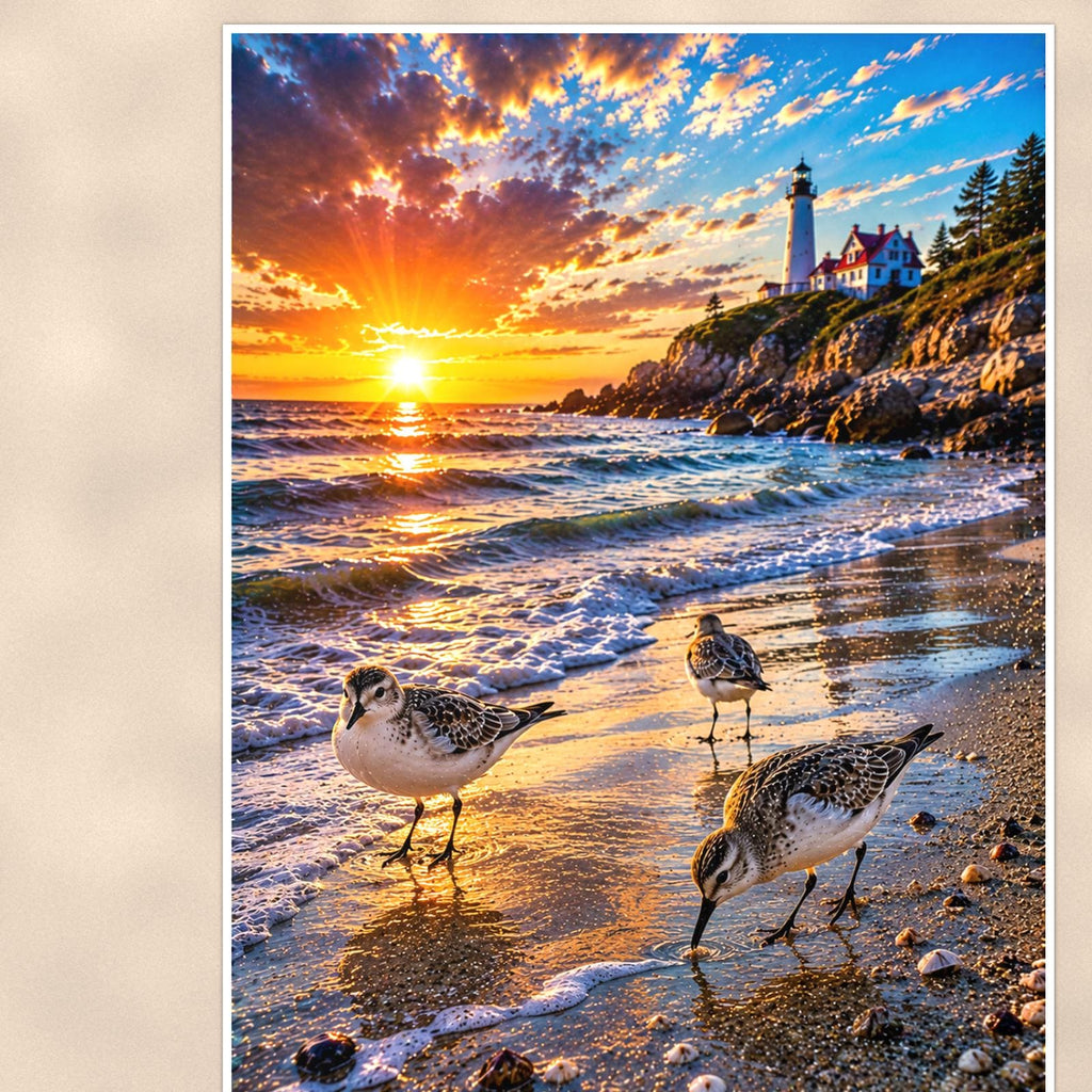 Tidepool Scene — 24x36 in art print poster, premium luster paper with a white border; close-up framed on the main subject of the artwork, paper surface visible.