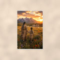 Native Family Prairie — 24x36 in art print poster, premium luster paper with a white border; poster shown straight on against a warm wall.