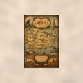 Vintage Map of America — 24x36 in art print poster, premium luster paper with a white border; poster shown straight on against a warm wall.