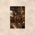 Western Tack Room — 24x36 in art print poster, premium luster paper with a white border; poster shown straight on against a warm wall.