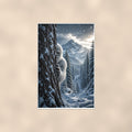 Silent Snowy Forest — 24x36 in art print poster, premium luster paper with a white border; poster shown straight on against a warm wall.