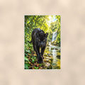 Black Panther Jungle — 24x36 in art print poster, premium luster paper with a white border; poster shown straight on against a warm wall.