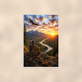 Eagle Canyon Sunrise — 24x36 in art print poster, premium luster paper with a white border; poster shown straight on against a warm wall.