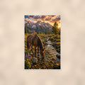 Saddle Horse Creek — 24x36 in art print poster, premium luster paper with a white border; poster shown straight on against a warm wall.