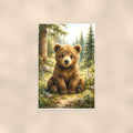 Bear Cub Forest — 24x36 in art print poster, premium luster paper with a white border; poster shown straight on against a warm wall.