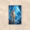 Blue Cave Yeti — 24x36 in art print poster, premium luster paper with a white border; poster shown straight on against a warm wall.