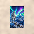 Aurora Mountain Yeti — 24x36 in art print poster, premium luster paper with a white border; poster shown straight on against a warm wall.
