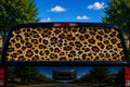Leopard Print perforated rear-window decal installed on a pickup truck back glass