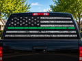 Thin Green Line Military Flag perforated rear-window decal installed on a pickup truck back glass