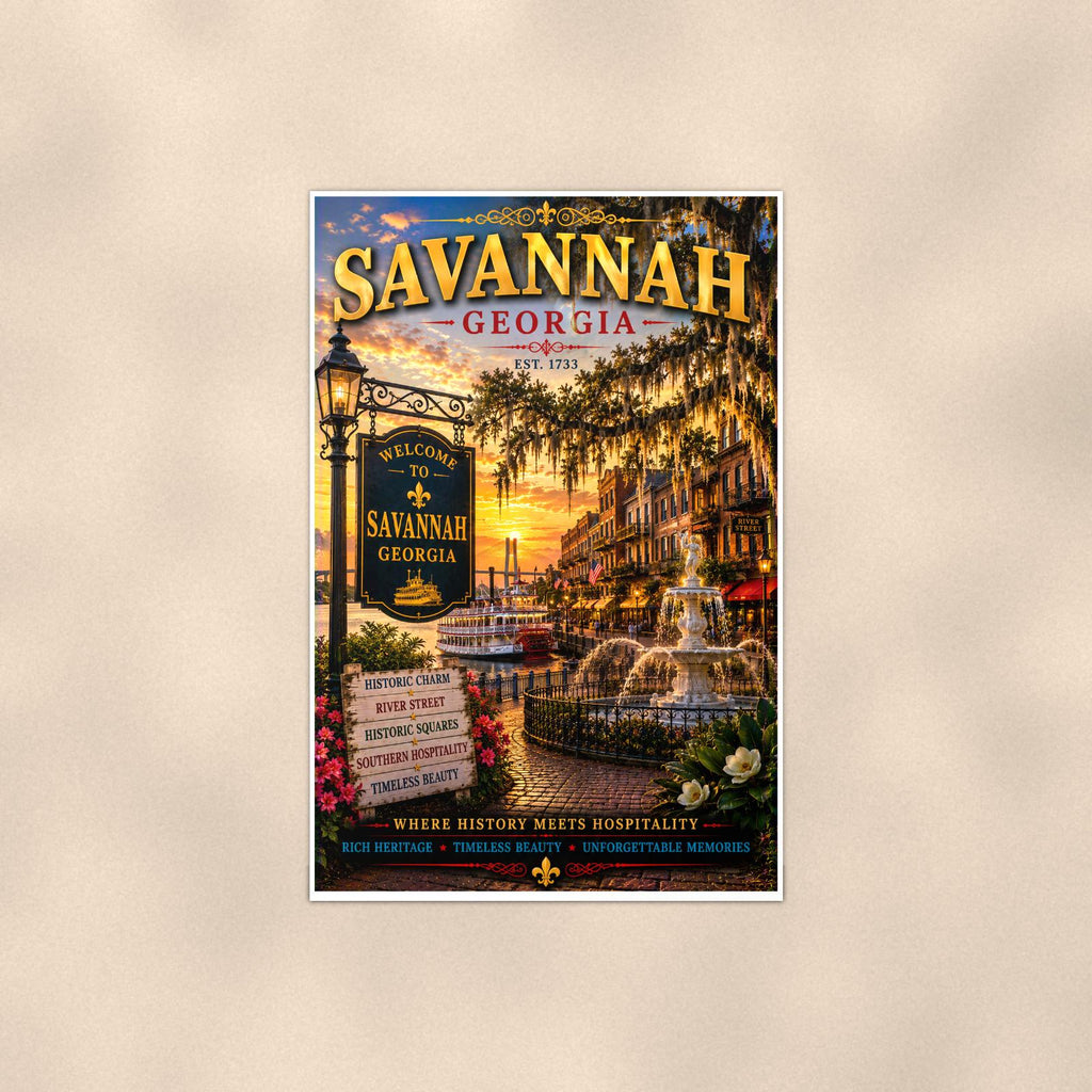 Savannah — 24x36 in art print poster, premium luster paper with a white border; poster shown straight on against a warm wall.