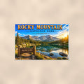 Rocky Mountain National Park - Bear Lake — 36x24 in art print poster, premium luster paper with a white border; poster shown straight on against a warm wall.