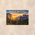 Yosemite National Park - Tunnel View — 36x24 in art print poster, premium luster paper with a white border; poster shown straight on against a warm wall.