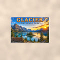 Glacier National Park - Wild Goose Island — 36x24 in art print poster, premium luster paper with a white border; poster shown straight on against a warm wall.