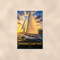 Herreshoff Classic Yacht - Bristol, Rhode Island — 24x36 in art print poster, premium luster paper with a white border; poster shown straight on against a warm wall.