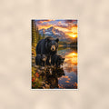 Family at the Lake Bear — 24x36 in art print poster, premium luster paper with a white border; poster shown straight on against a warm wall.