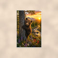 Cub at Sunset Bear — 24x36 in art print poster, premium luster paper with a white border; poster shown straight on against a warm wall.