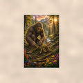 Gardener Bigfoot — 24x36 in art print poster, premium luster paper with a white border; poster shown straight on against a warm wall.