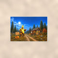 Halloween Bigfoot — 36x24 in art print poster, premium luster paper with a white border; poster shown straight on against a warm wall.