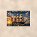 USS Constitution — 36x24 in art print poster, premium luster paper with a white border; poster shown straight on against a warm wall.