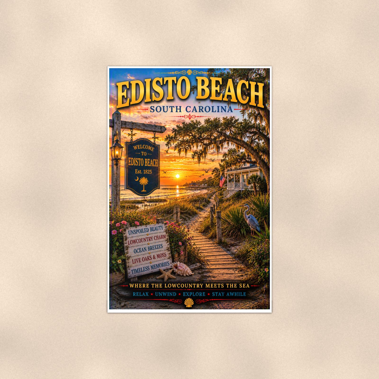 New England coastal town — 24x36 in art print poster, premium luster paper with a white border; poster shown straight on against a warm wall.