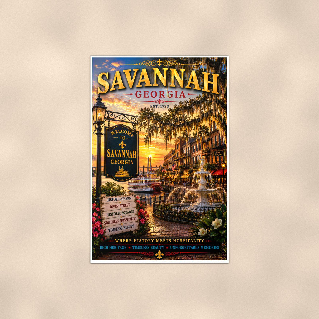 New England coastal town — 24x36 in art print poster, premium luster paper with a white border; poster shown straight on against a warm wall.