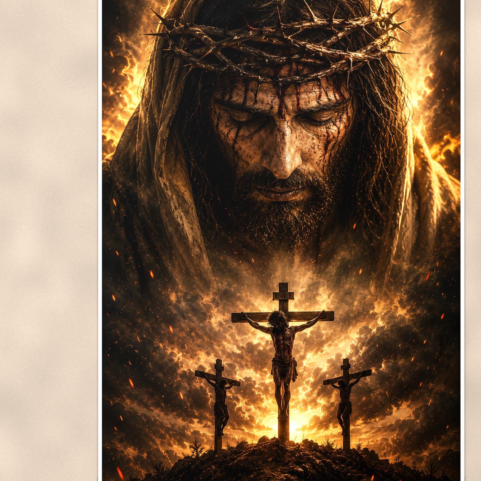 Crown Of Thorns — 24x36 in art print poster, premium luster paper with a white border; close-up framed on the main subject of the artwork, paper surface visible.