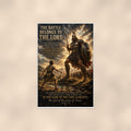 The Battle Belongs To The Lord — 24x36 in art print poster, premium luster paper with a white border; poster shown straight on against a warm wall.