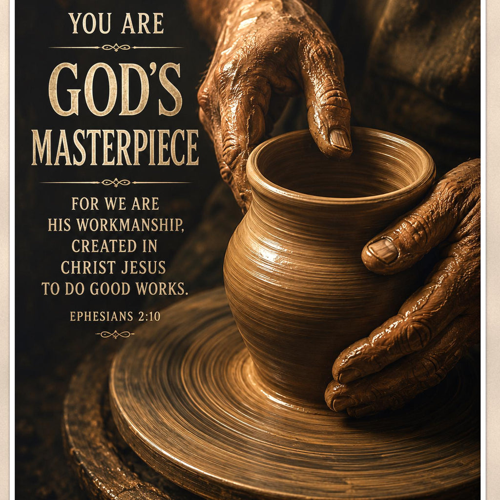 God’s Masterpiece — 24x36 in art print poster, premium luster paper with a white border; close-up framed on the main subject of the artwork, paper surface visible.