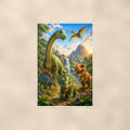 Dinosaur Valley Herd — 24x36 in art print poster, premium luster paper with a white border; poster shown straight on against a warm wall.