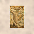 Vintage North America Map — 24x36 in art print poster, premium luster paper with a white border; poster shown straight on against a warm wall.