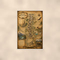 Vintage Rocky Mountains Map — 24x36 in art print poster, premium luster paper with a white border; poster shown straight on against a warm wall.