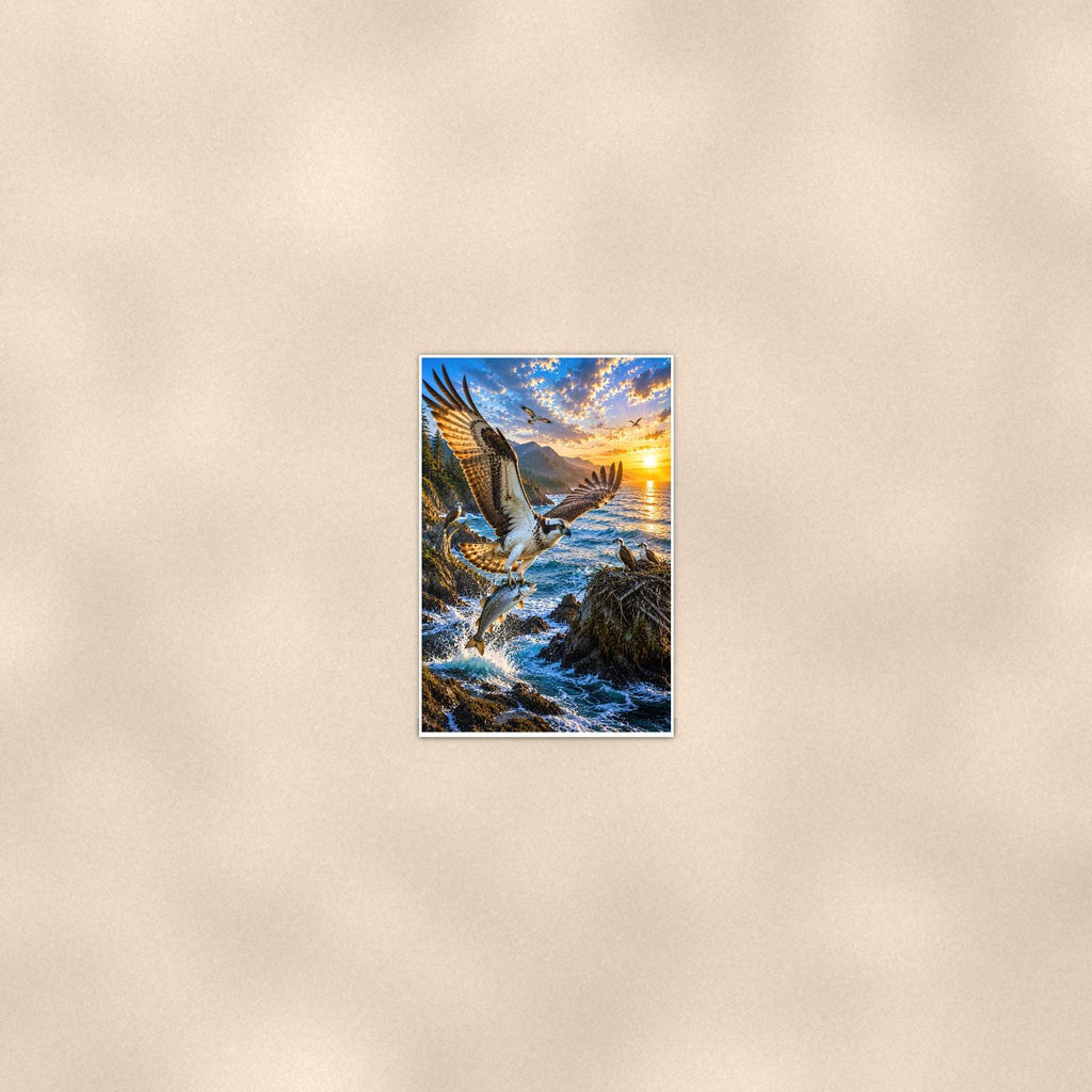 Marlin — 24x36 in art print poster, premium luster paper with a white border; poster seen from further back, at true 24x36 in scale on a warm wall.
